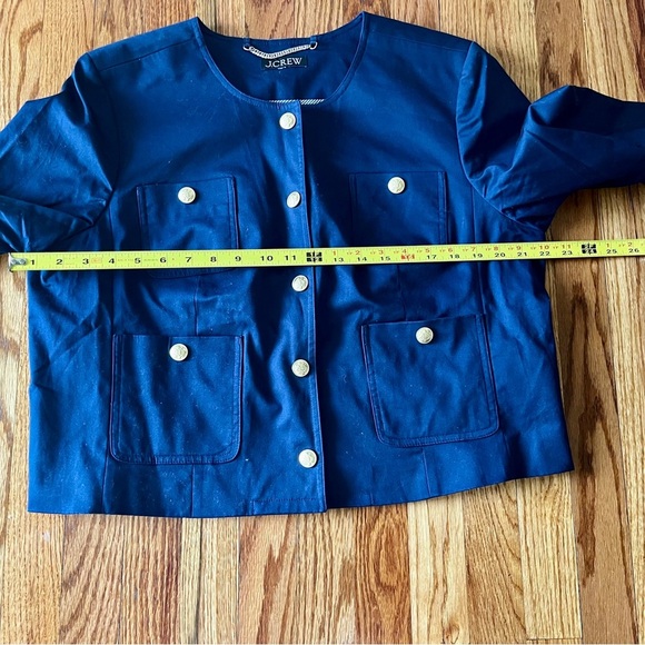 J CREW Louisa Lady Navy cotton jacket with gold snap buttons. Size 16 - Picture 7 of 12